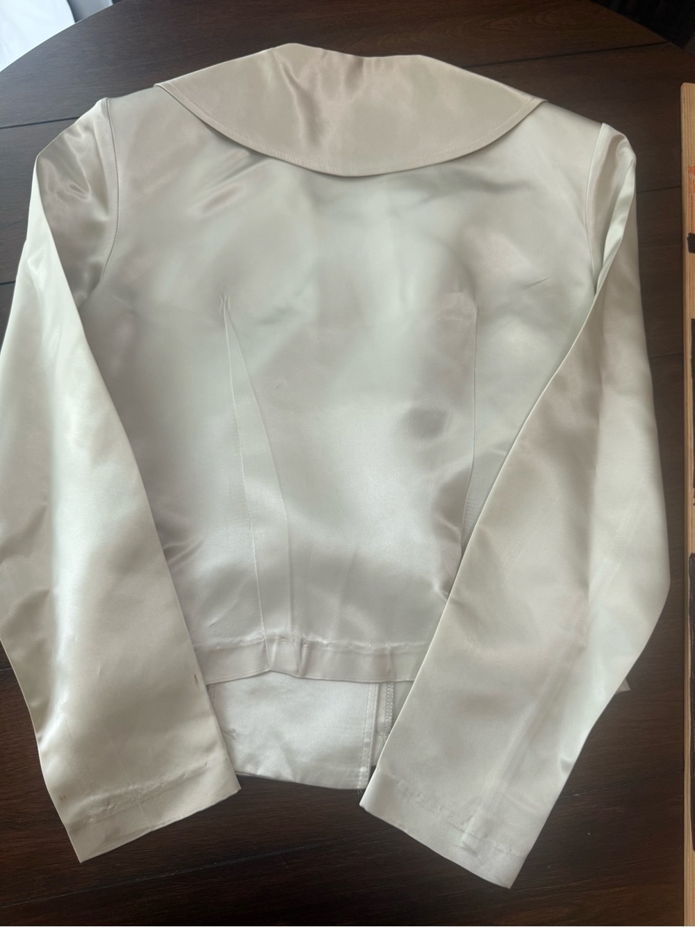 Vintage XOXO Women's Double-Breasted Satin Blazer in Pale Silver - Picture 5 of 8